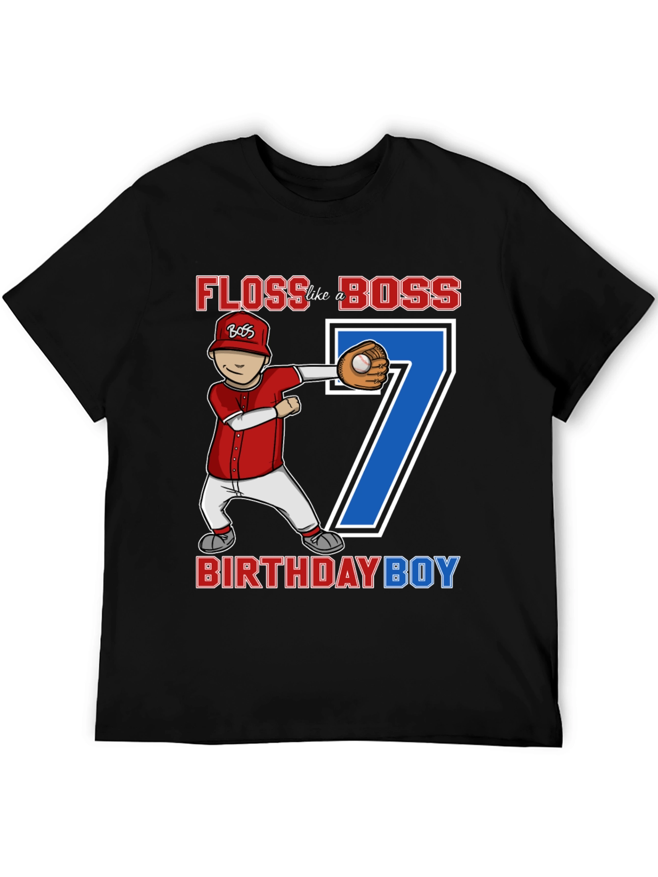 Floss Like a Boss Birthday Boy T-Shirt - Baseball Theme