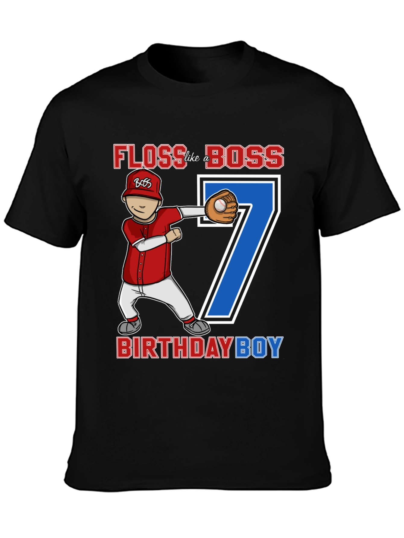 Floss Like a Boss Birthday Boy T-Shirt - Baseball Theme