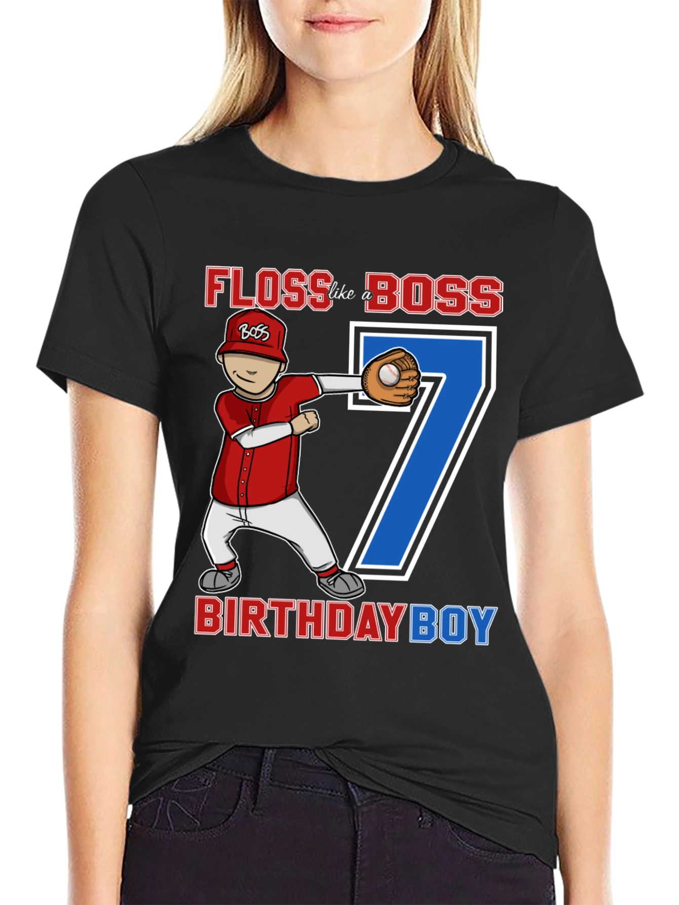 Floss Like a Boss Birthday Boy T-Shirt - Baseball Theme