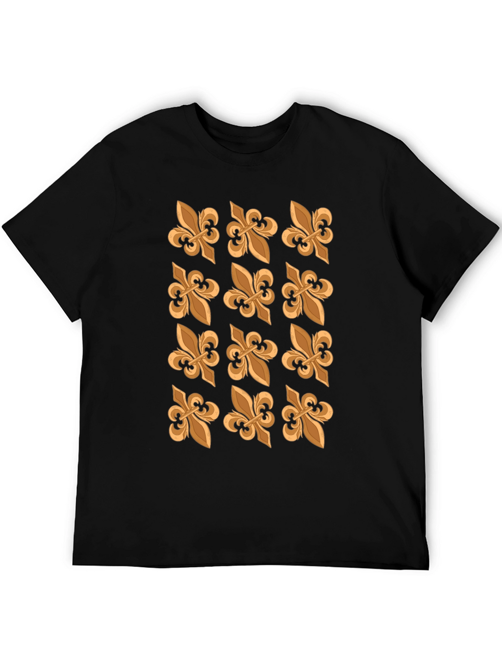 Fleur-de-Lis Patterned Black T-Shirt