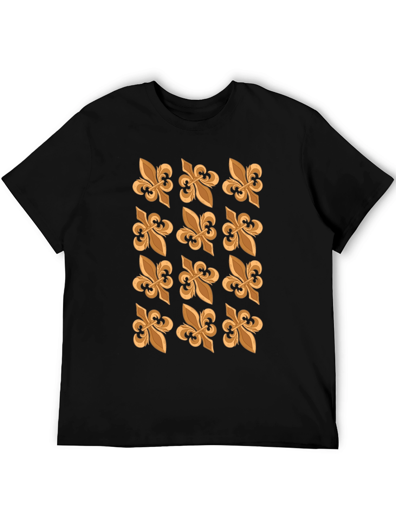 Fleur-de-Lis Patterned Black T-Shirt