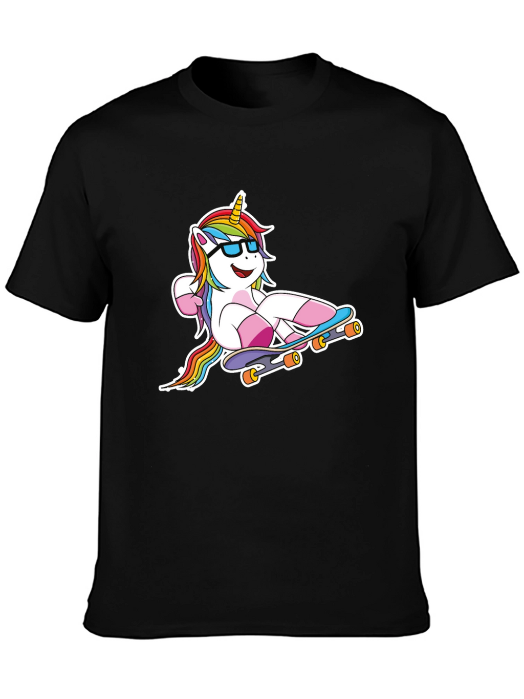 Unicorn Skateboarder Black T-Shirt