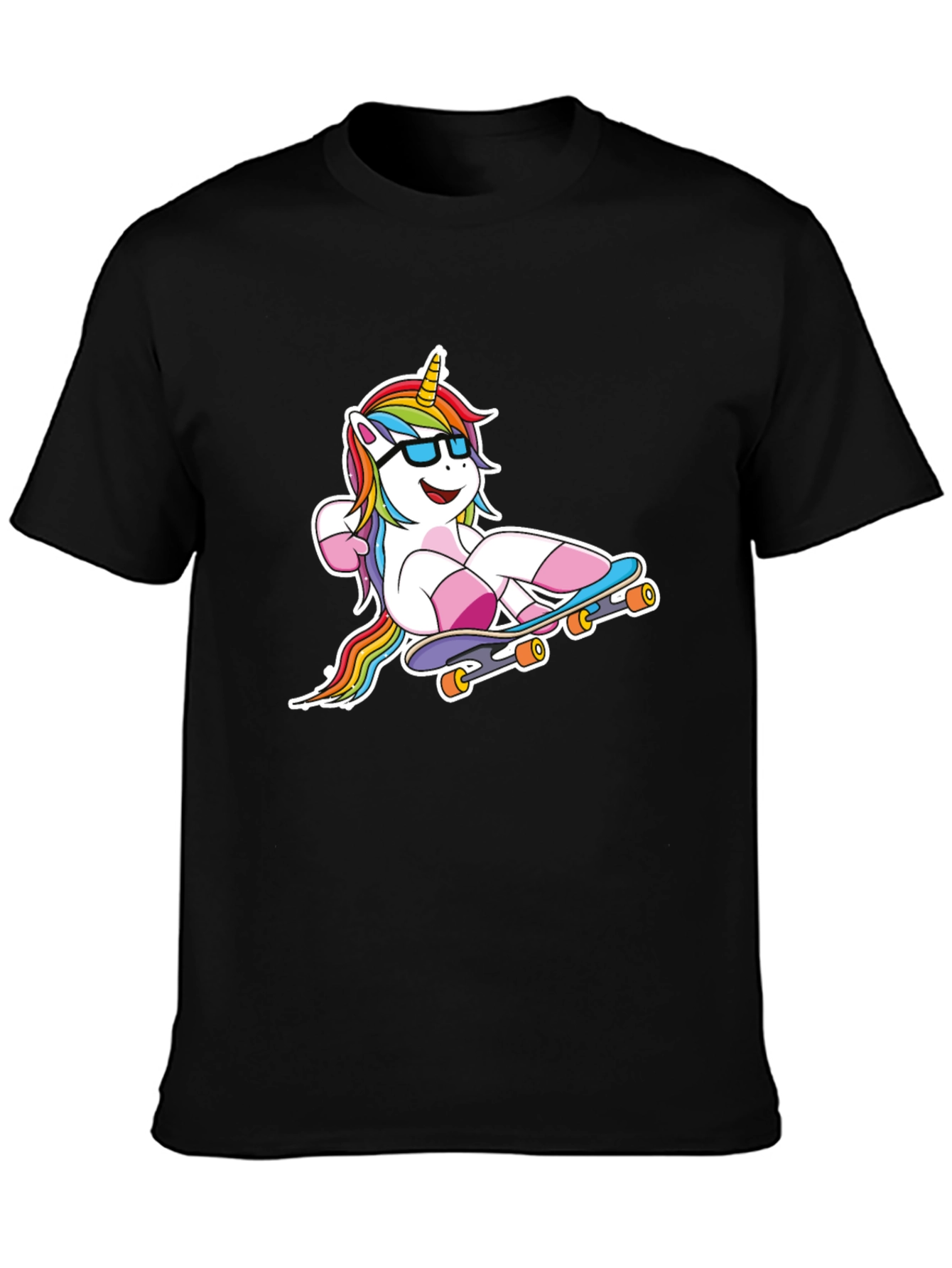 Unicorn Skateboarder Black T-Shirt