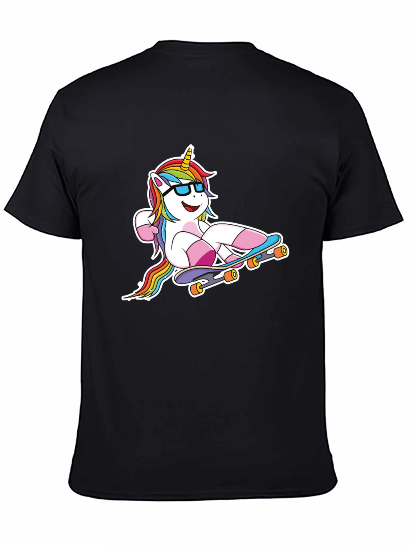 Unicorn Skateboarder Black T-Shirt