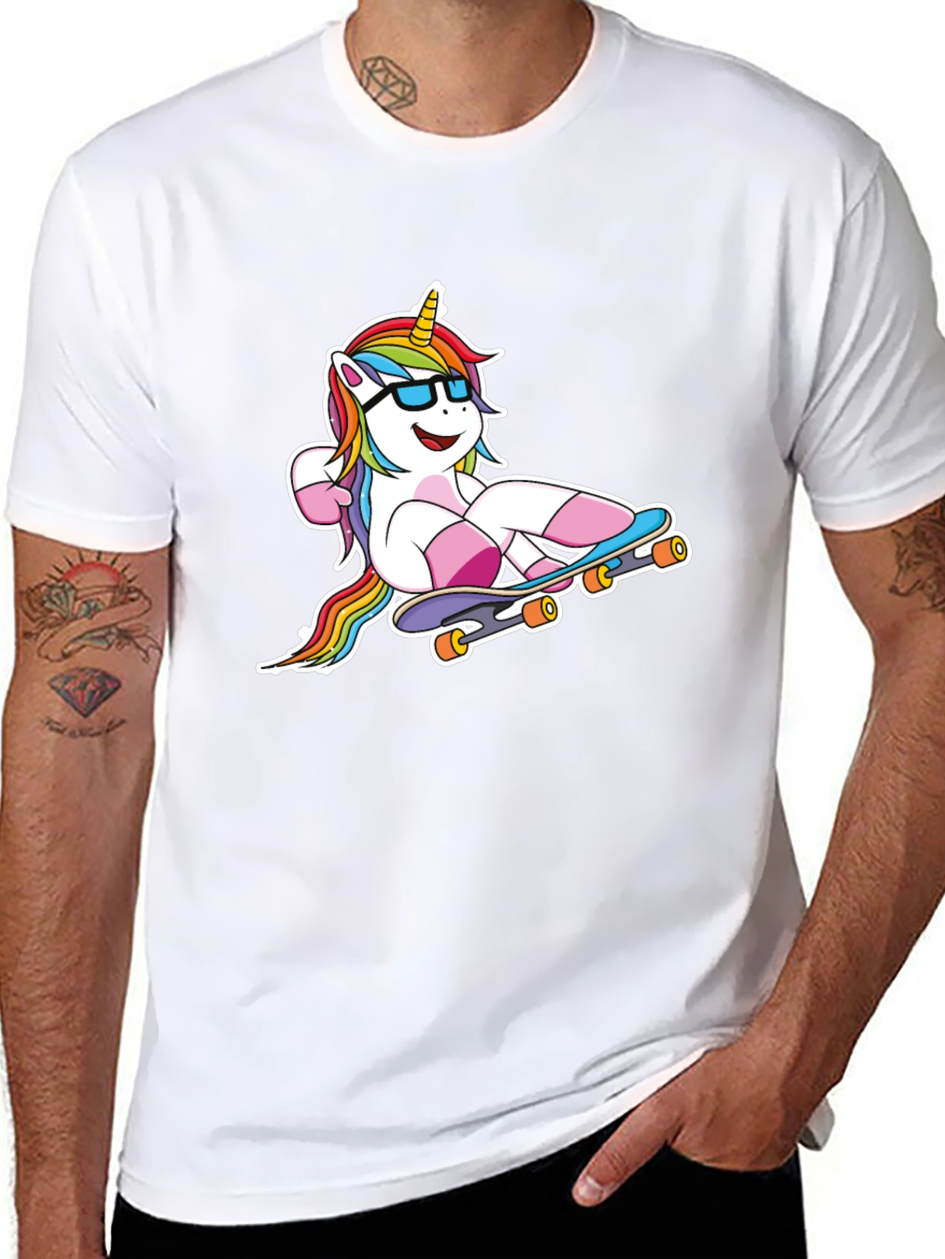 Unicorn Skateboarder Black T-Shirt