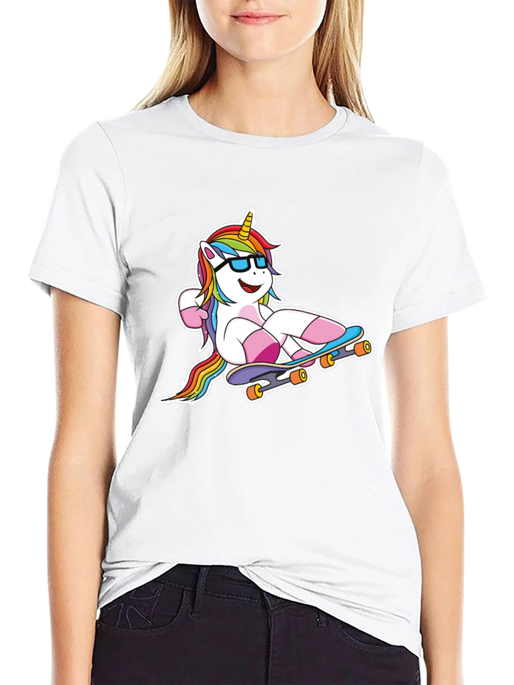 Unicorn Skateboarder Black T-Shirt