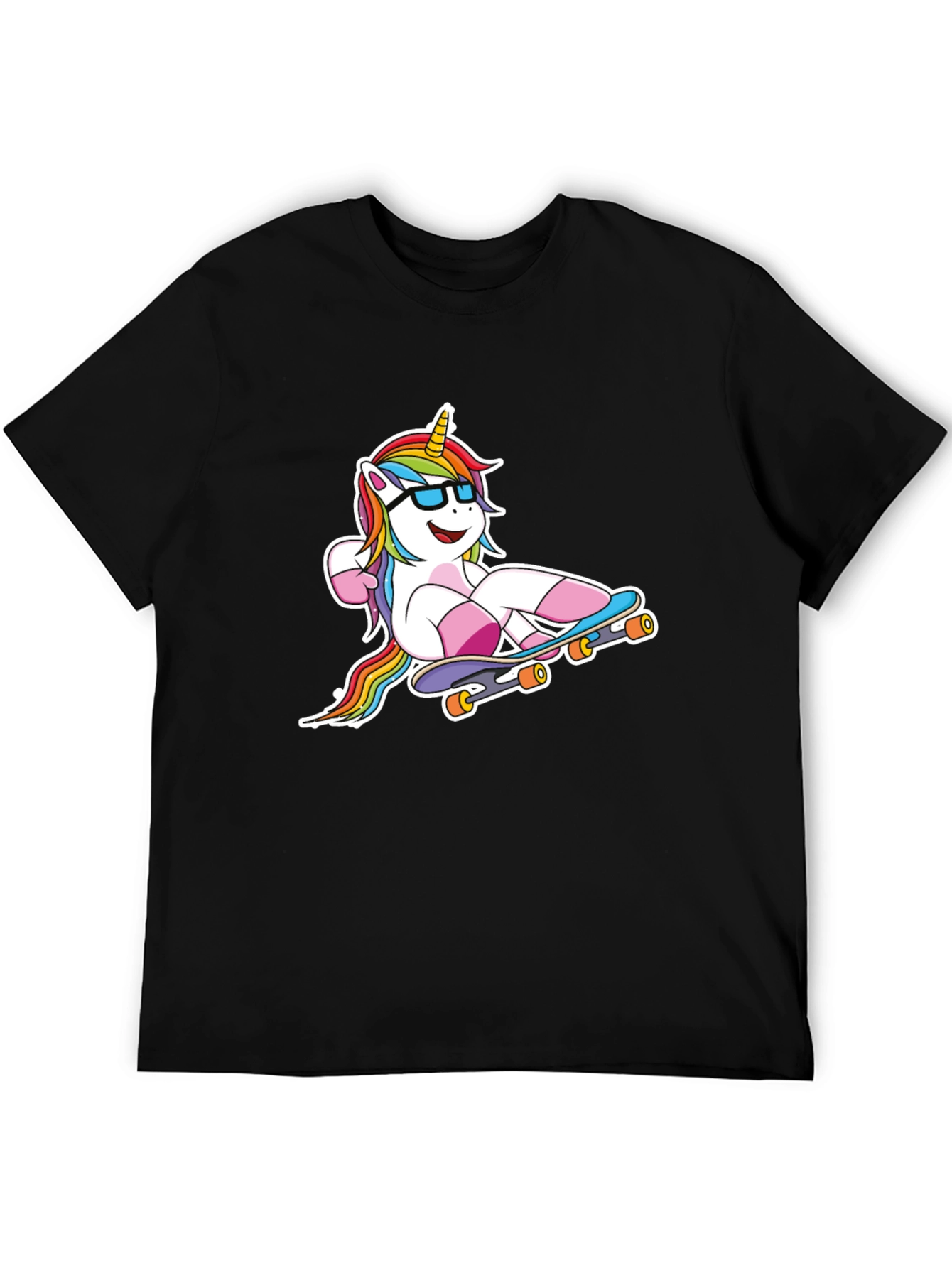 Unicorn Skateboarder Black T-Shirt