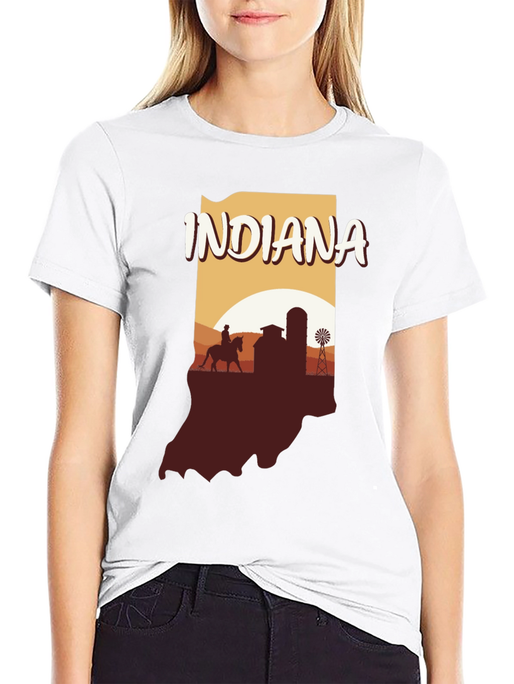 Indiana State Silhouette Graphic T-Shirt