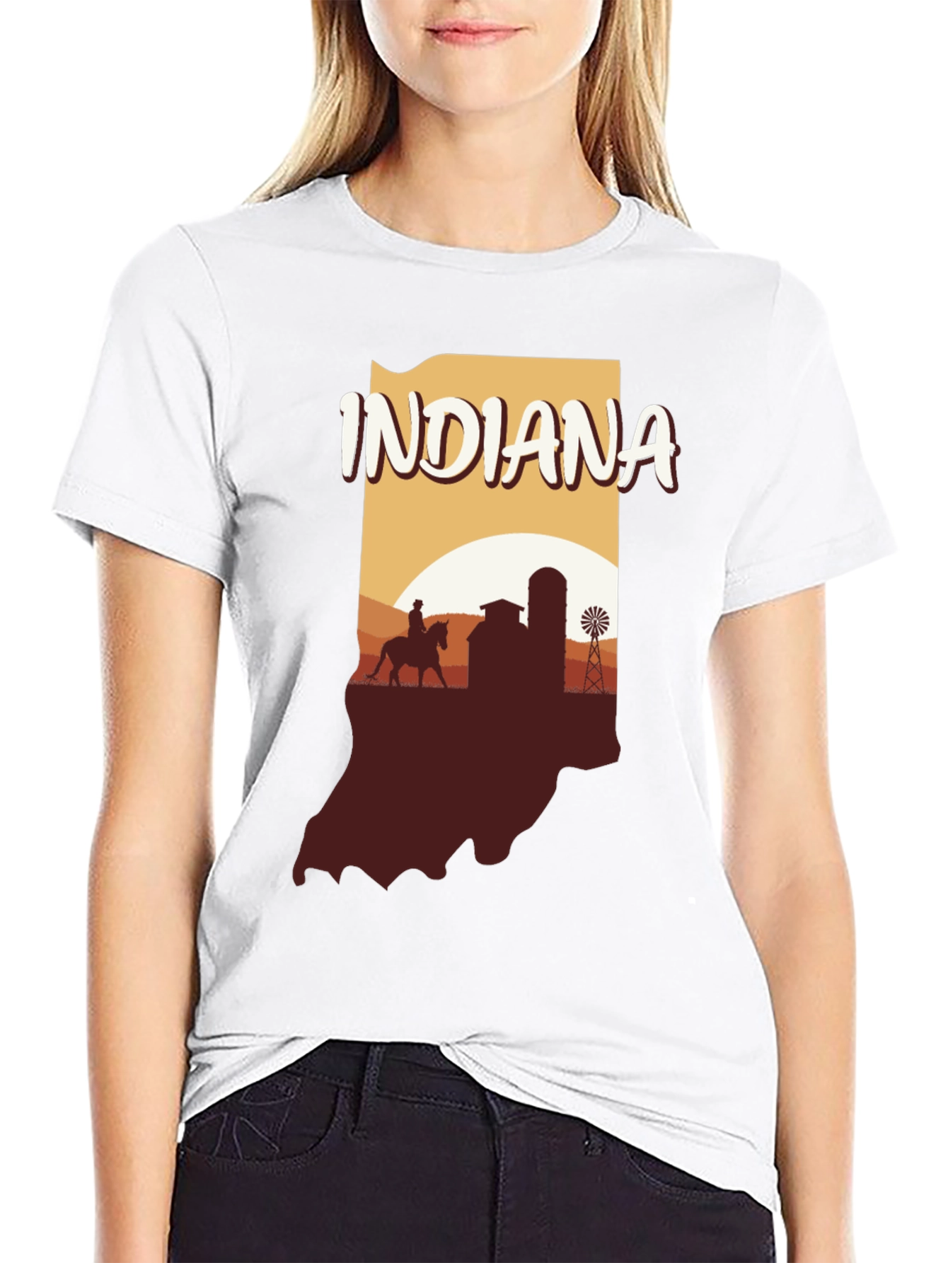 Indiana State Silhouette Graphic T-Shirt