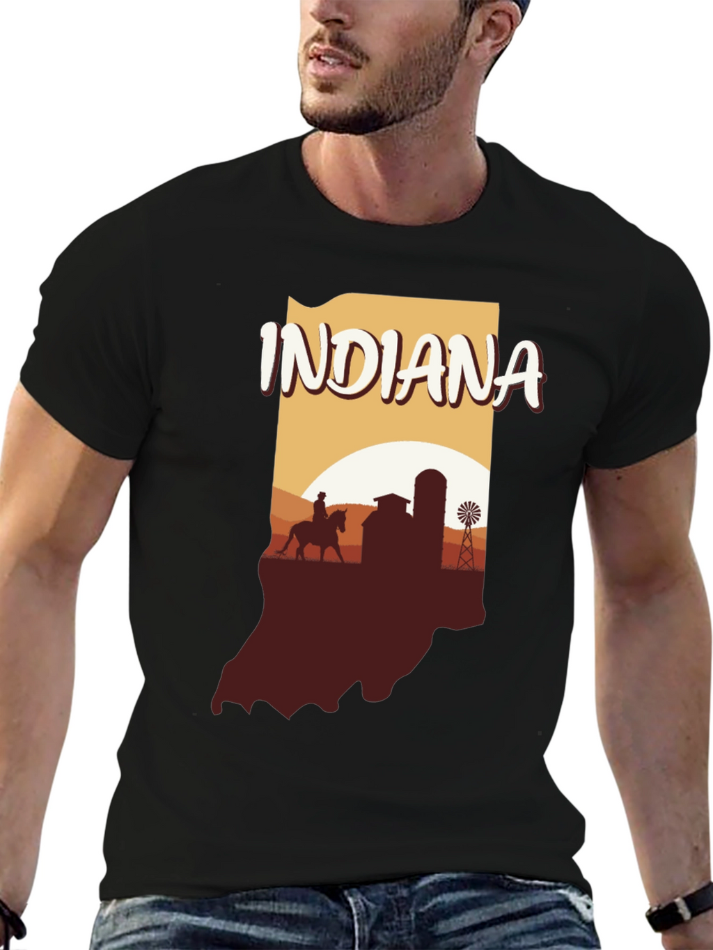 Indiana State Silhouette Graphic T-Shirt