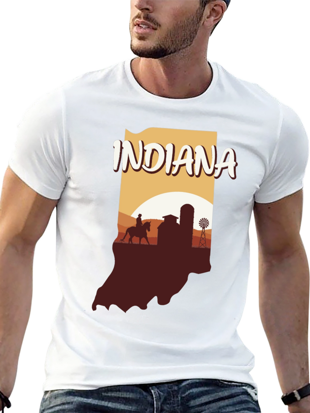 Indiana State Silhouette Graphic T-Shirt