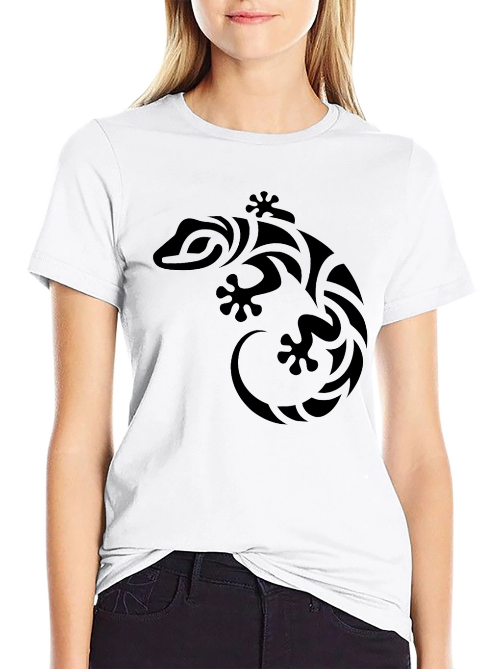 Tribal Gecko Graphic T-Shirt - Black