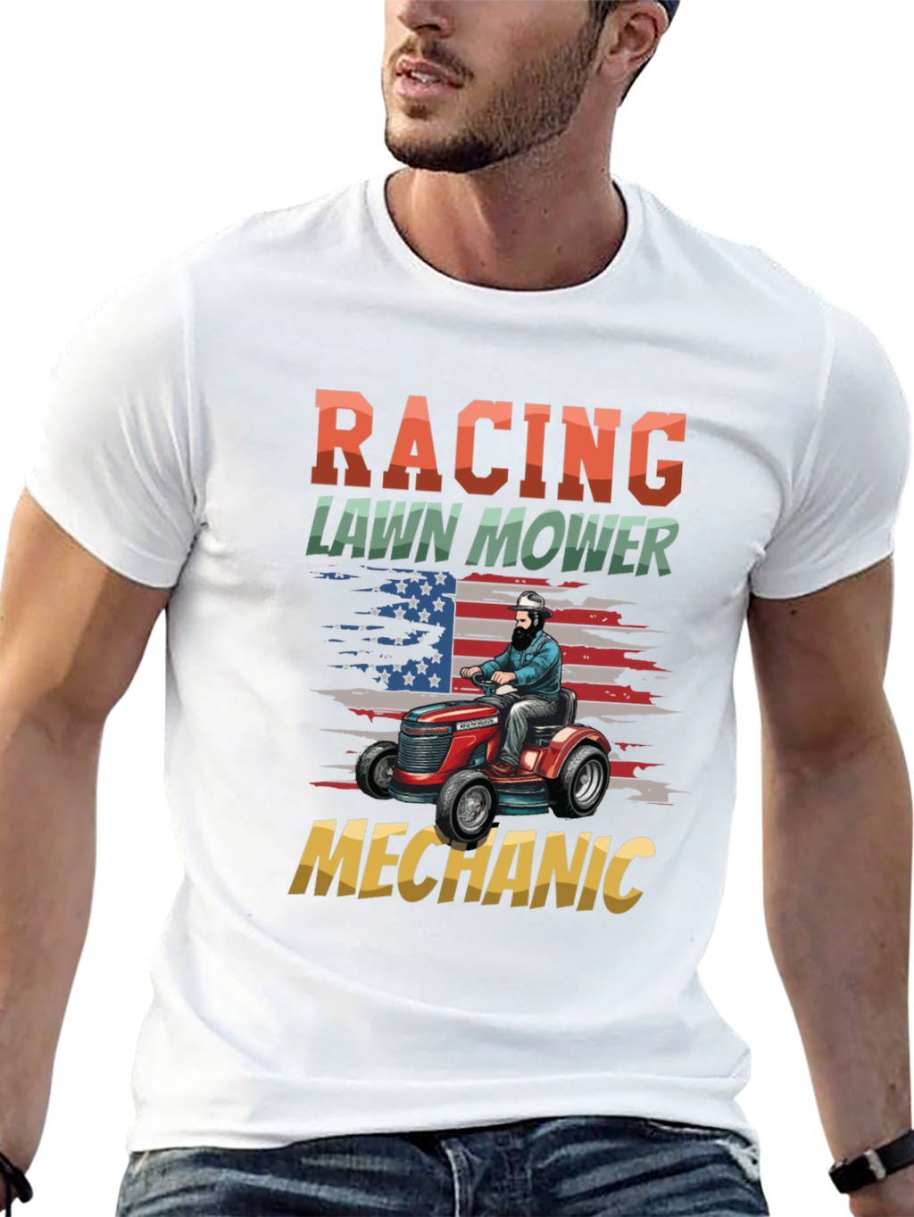 Racing Lawn Mower Mechanic T-Shirt
