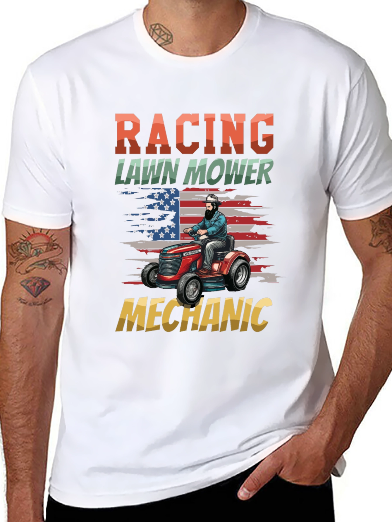 Racing Lawn Mower Mechanic T-Shirt