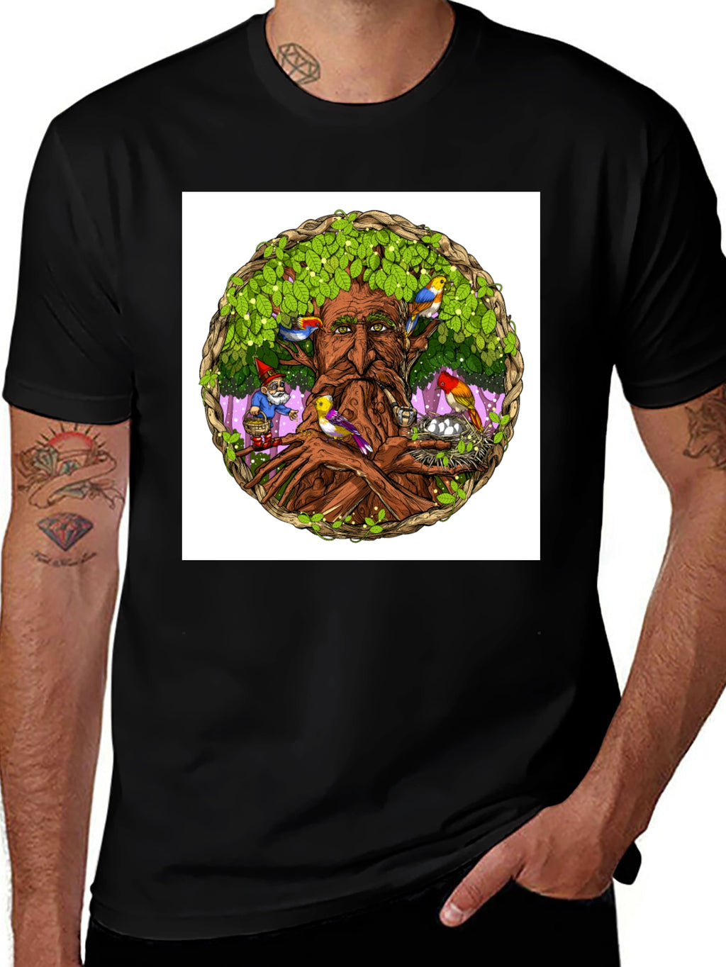 Nature Wise Tree Man Graphic Tee - Black