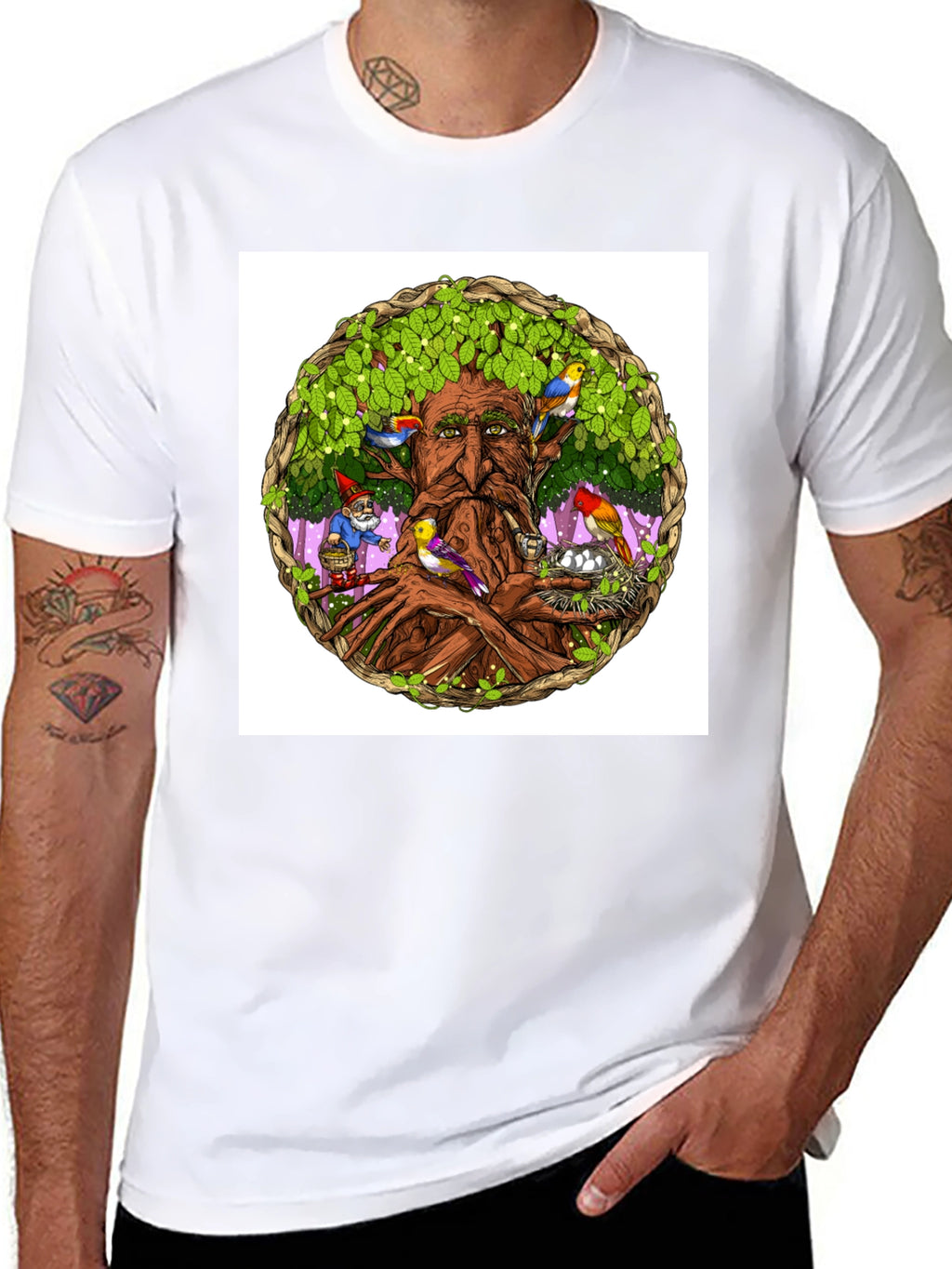Nature Wise Tree Man Graphic Tee - Black