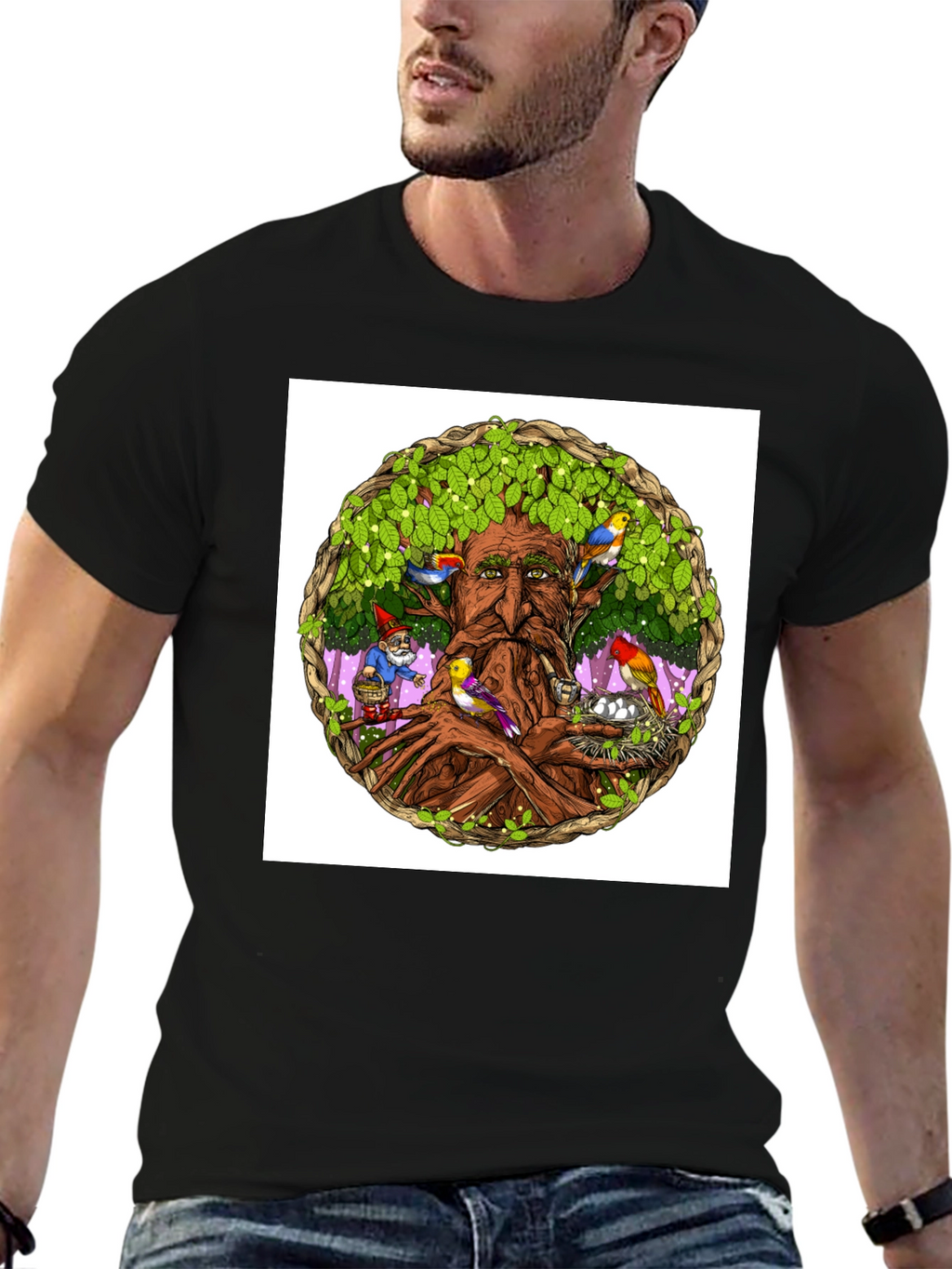 Nature Wise Tree Man Graphic Tee - Black