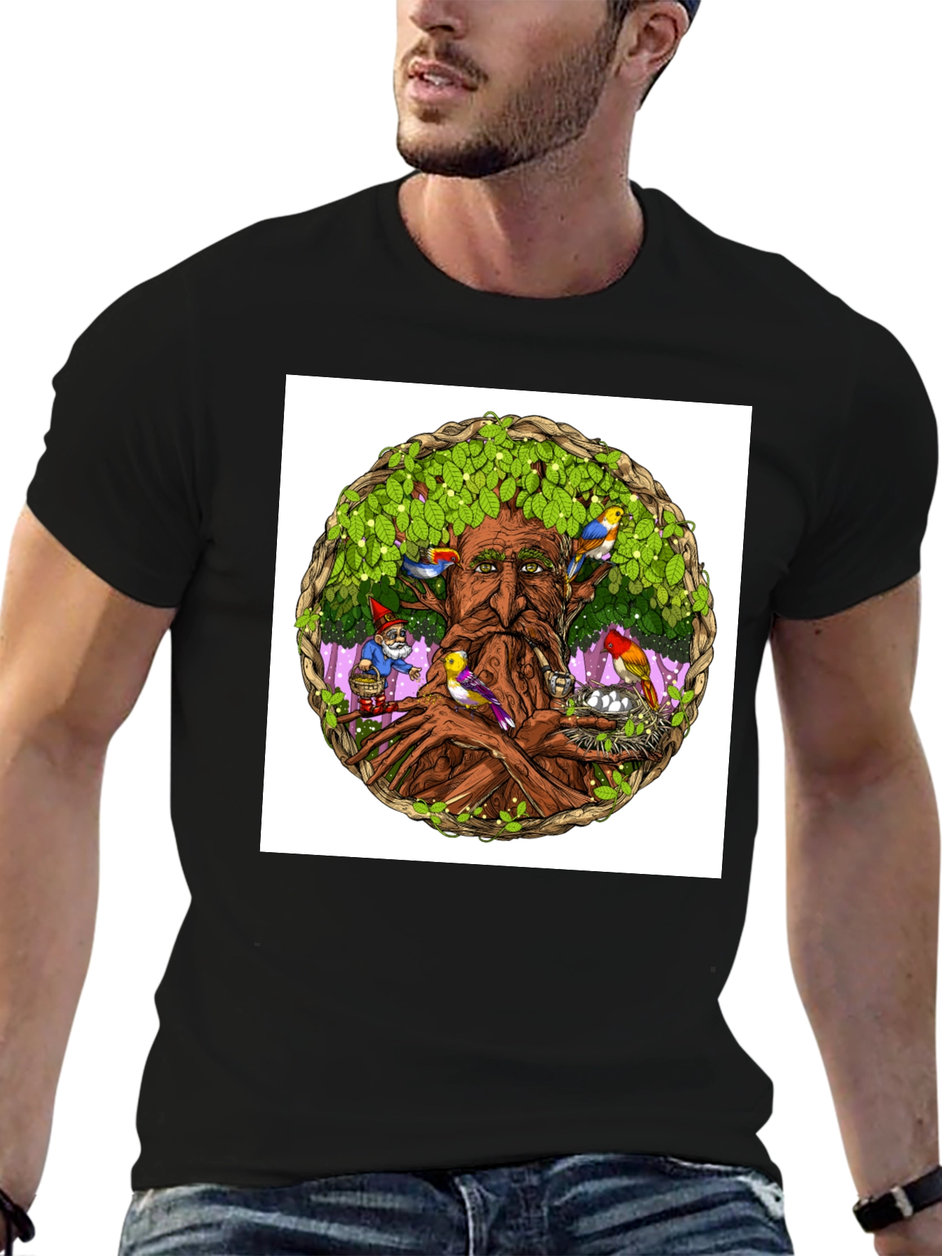 Nature Wise Tree Man Graphic Tee - Black