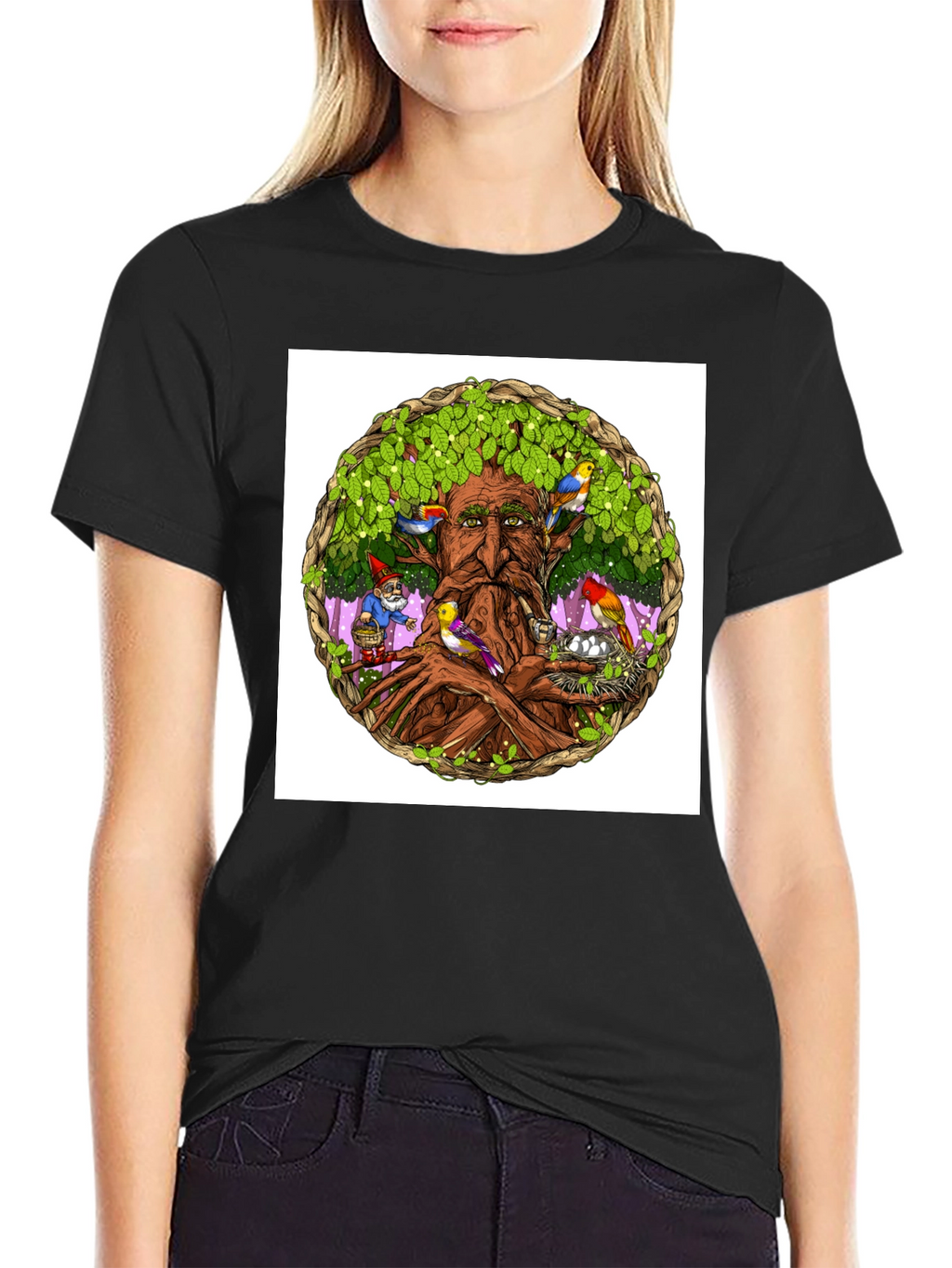 Nature Wise Tree Man Graphic Tee - Black