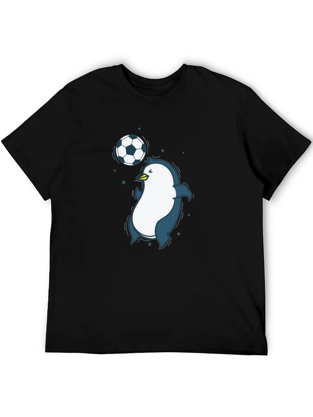 Penguin Soccer Graphic Tee - Black Crew Neck T-Shirt