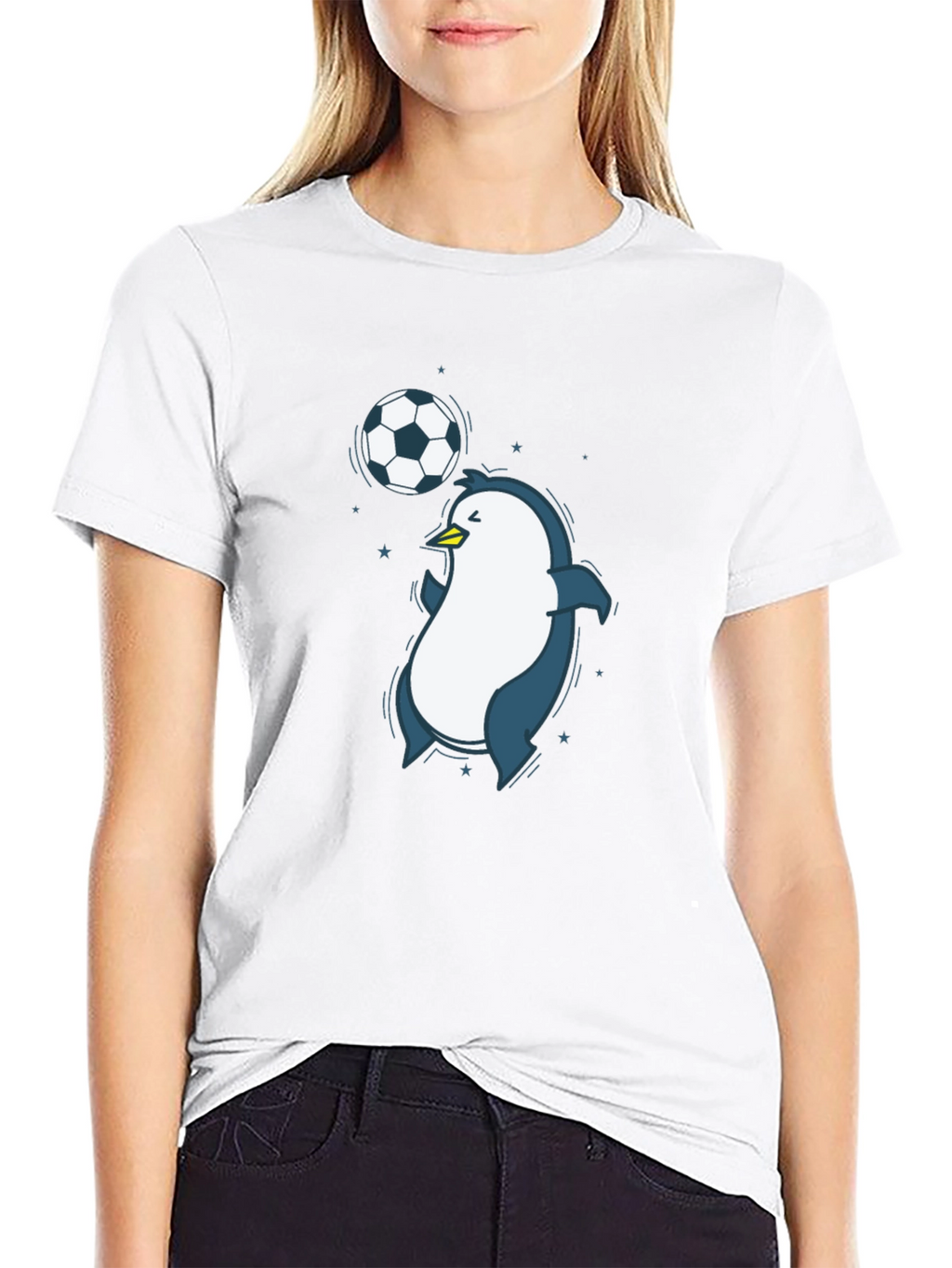 Penguin Soccer Graphic Tee - Black Crew Neck T-Shirt