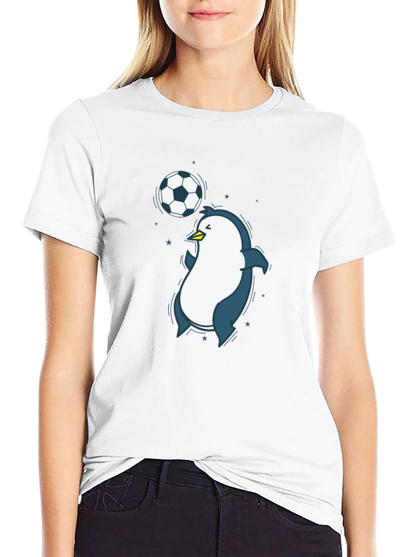 Penguin Soccer Graphic Tee - Black Crew Neck T-Shirt