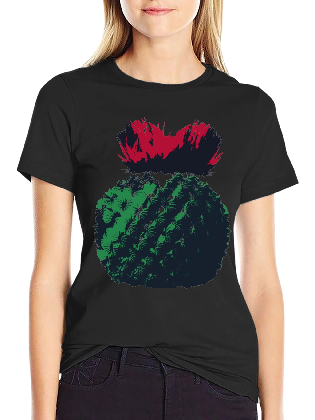 Cactus Graphic Tee - Unique Mens Black T-Shirt
