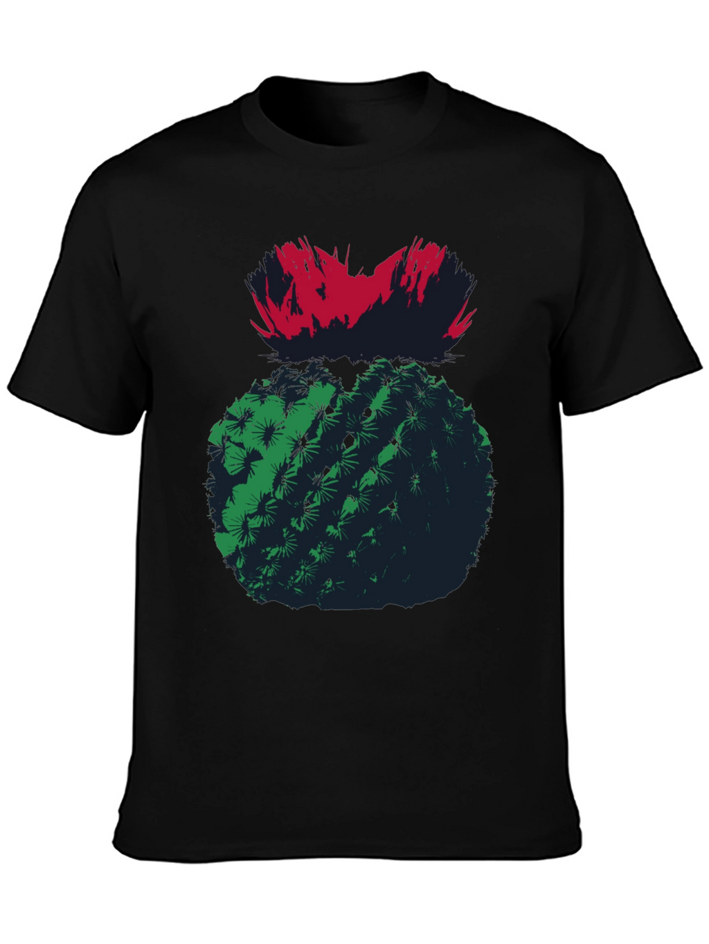 Cactus Graphic Tee - Unique Mens Black T-Shirt