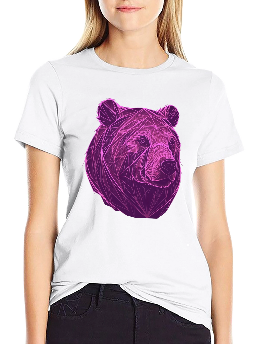 Geometric Bear Graphic Tee - Cool Mens Black T-Shirt