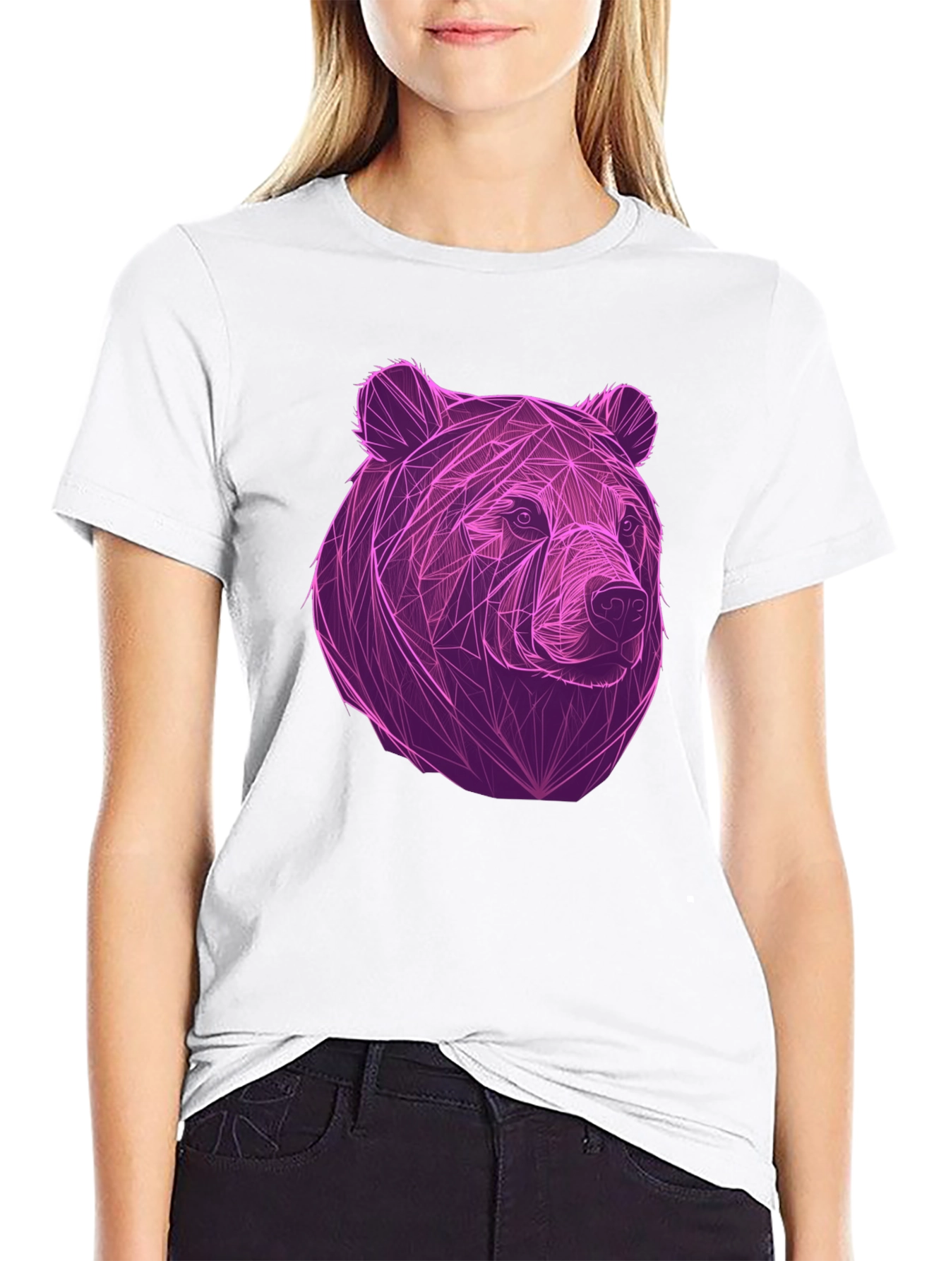 Geometric Bear Graphic Tee - Cool Mens Black T-Shirt