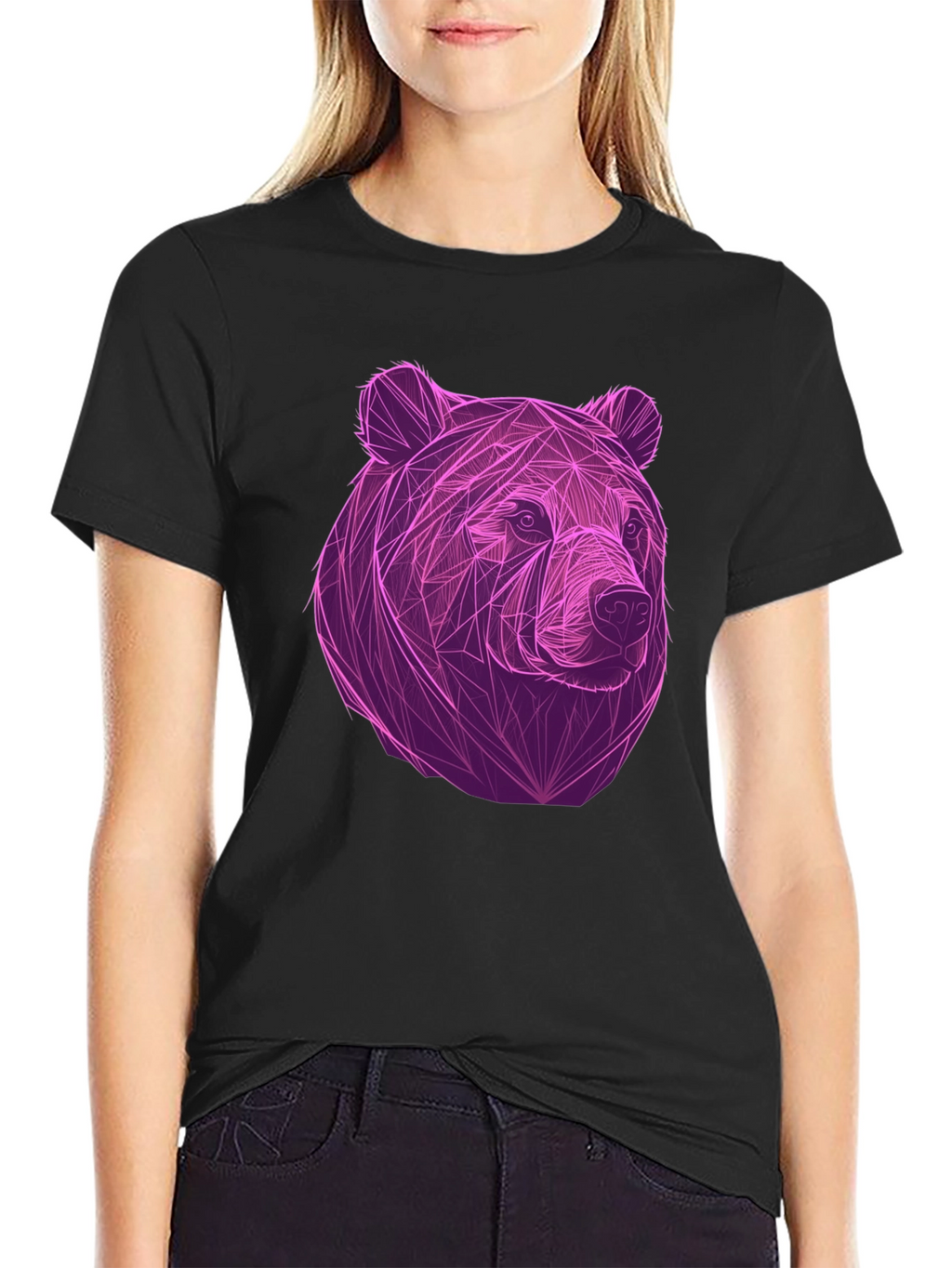 Geometric Bear Graphic Tee - Cool Mens Black T-Shirt