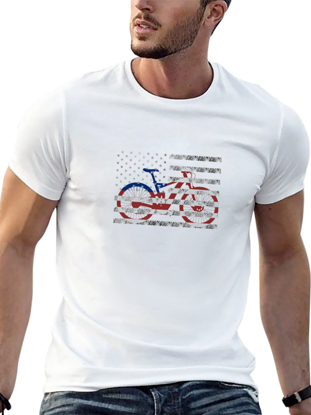 American Flag Bicycle Graphic T-Shirt