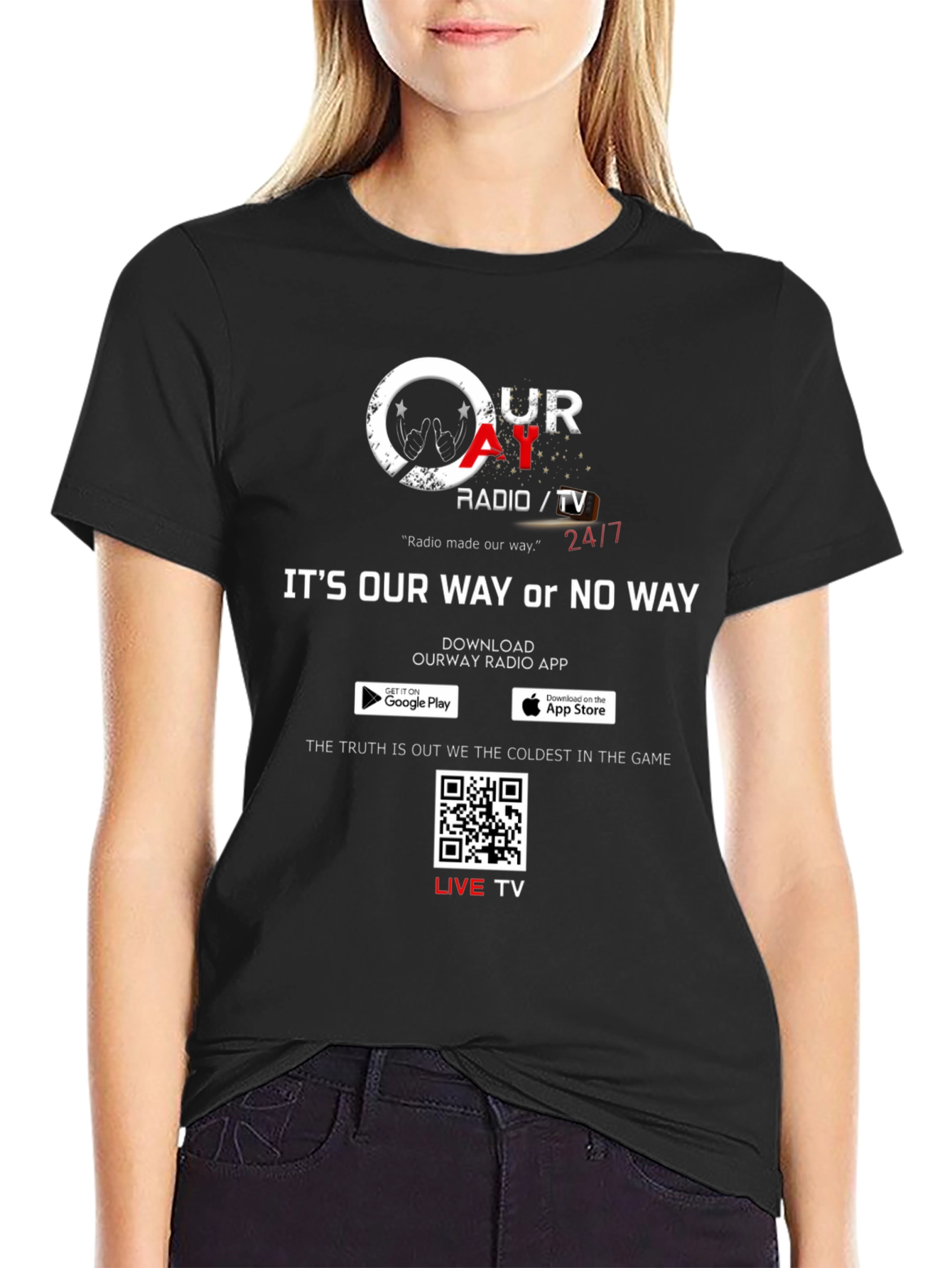 Our Way Radio/TV Black Graphic T-Shirt