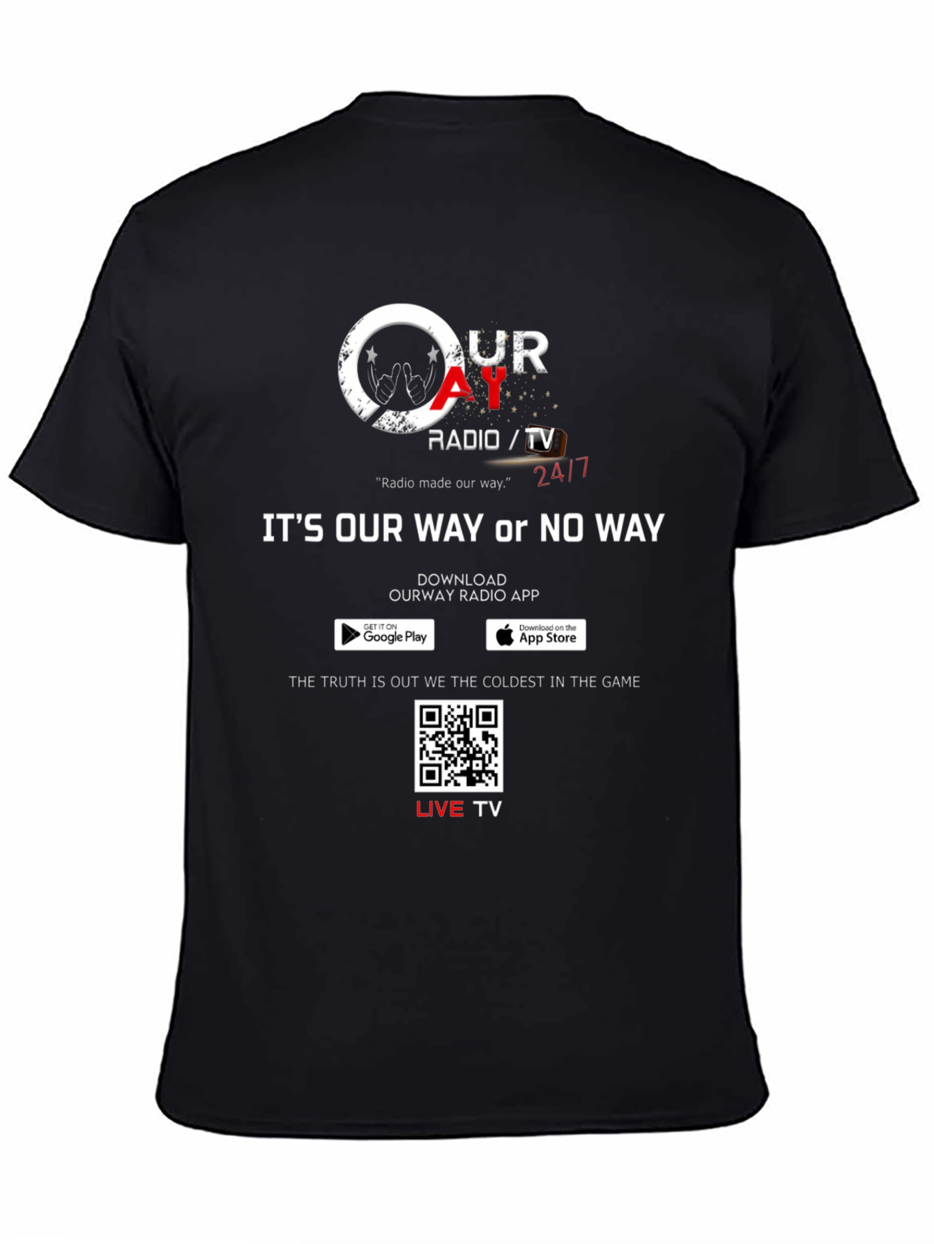 Our Way Radio/TV Black Graphic T-Shirt