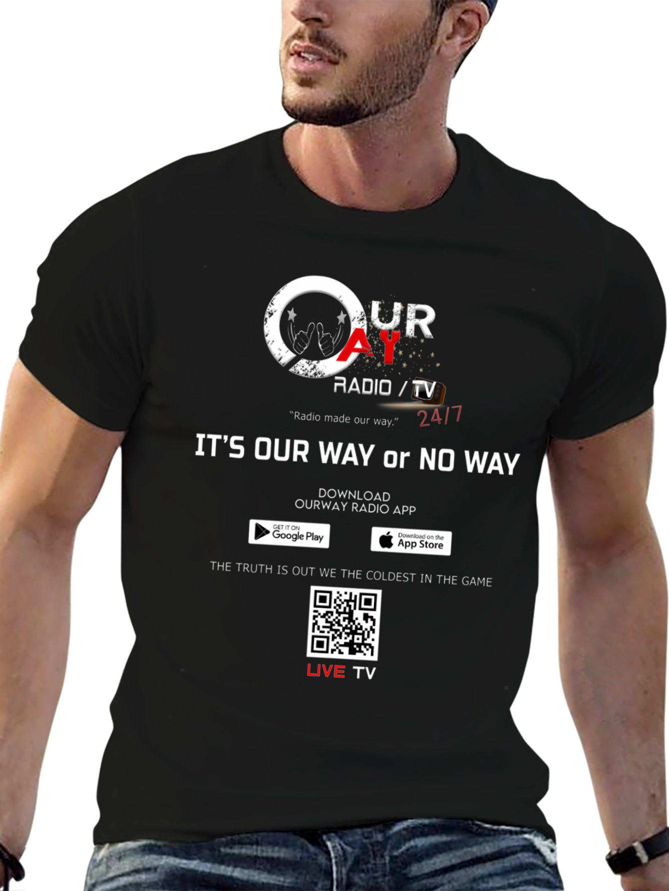 Our Way Radio/TV Black Graphic T-Shirt