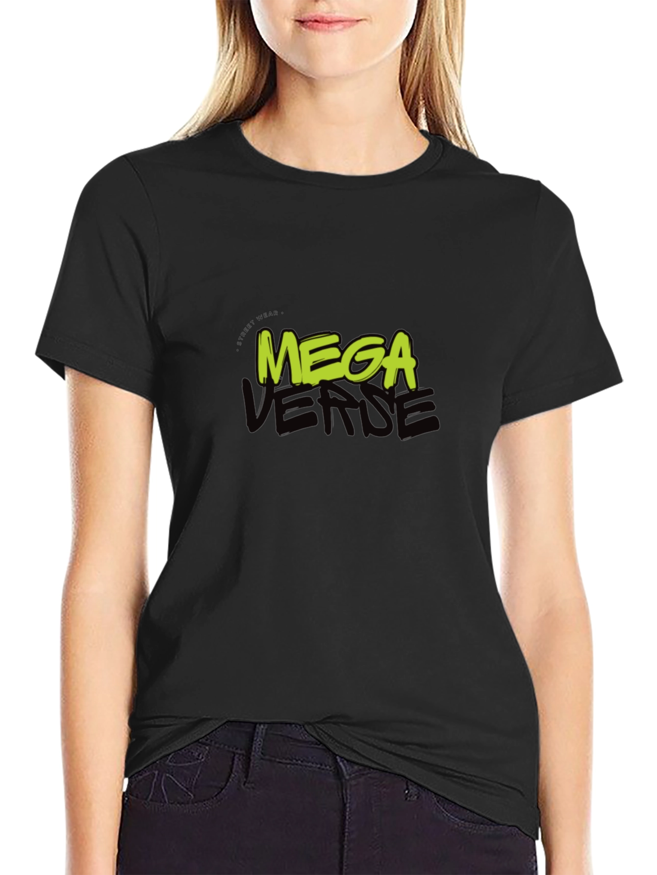 Mega Verse Graphic Tee - Black Cotton Casual Wear