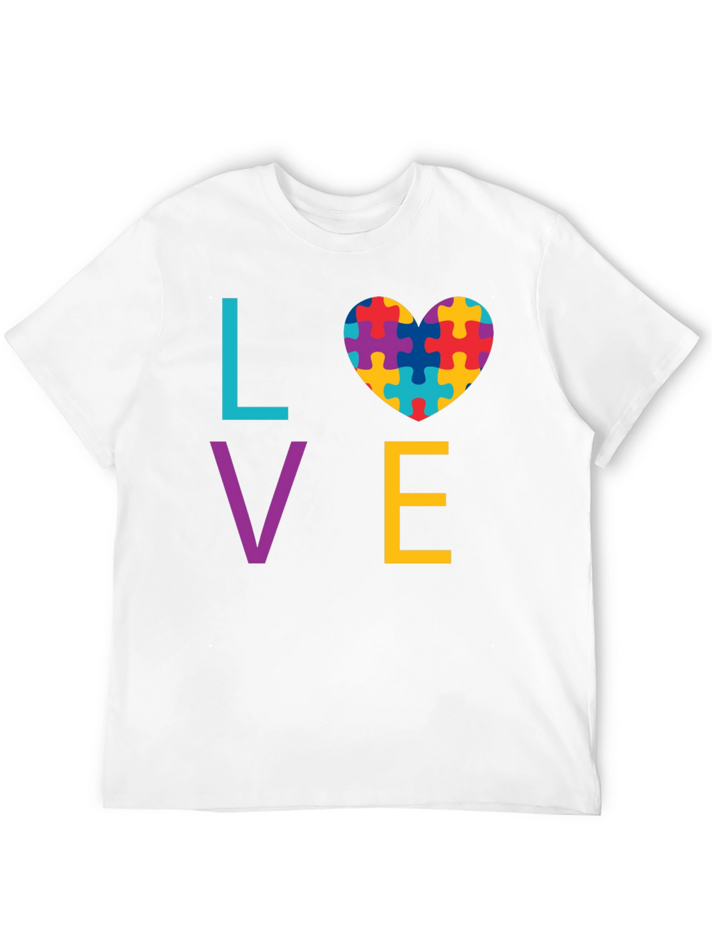 Autism Awareness LOVE T-Shirt - Puzzle Heart Design