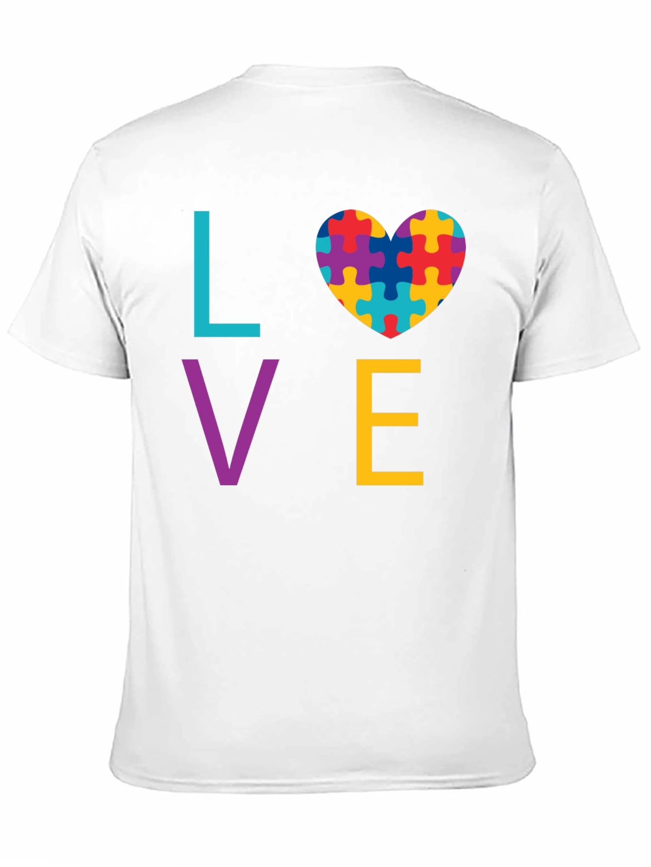 Autism Awareness LOVE T-Shirt - Puzzle Heart Design