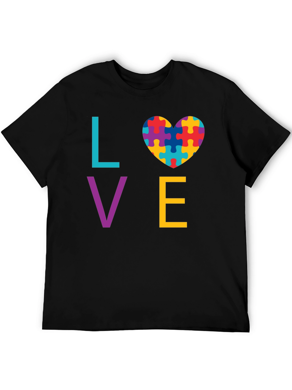 Autism Awareness LOVE T-Shirt - Puzzle Heart Design
