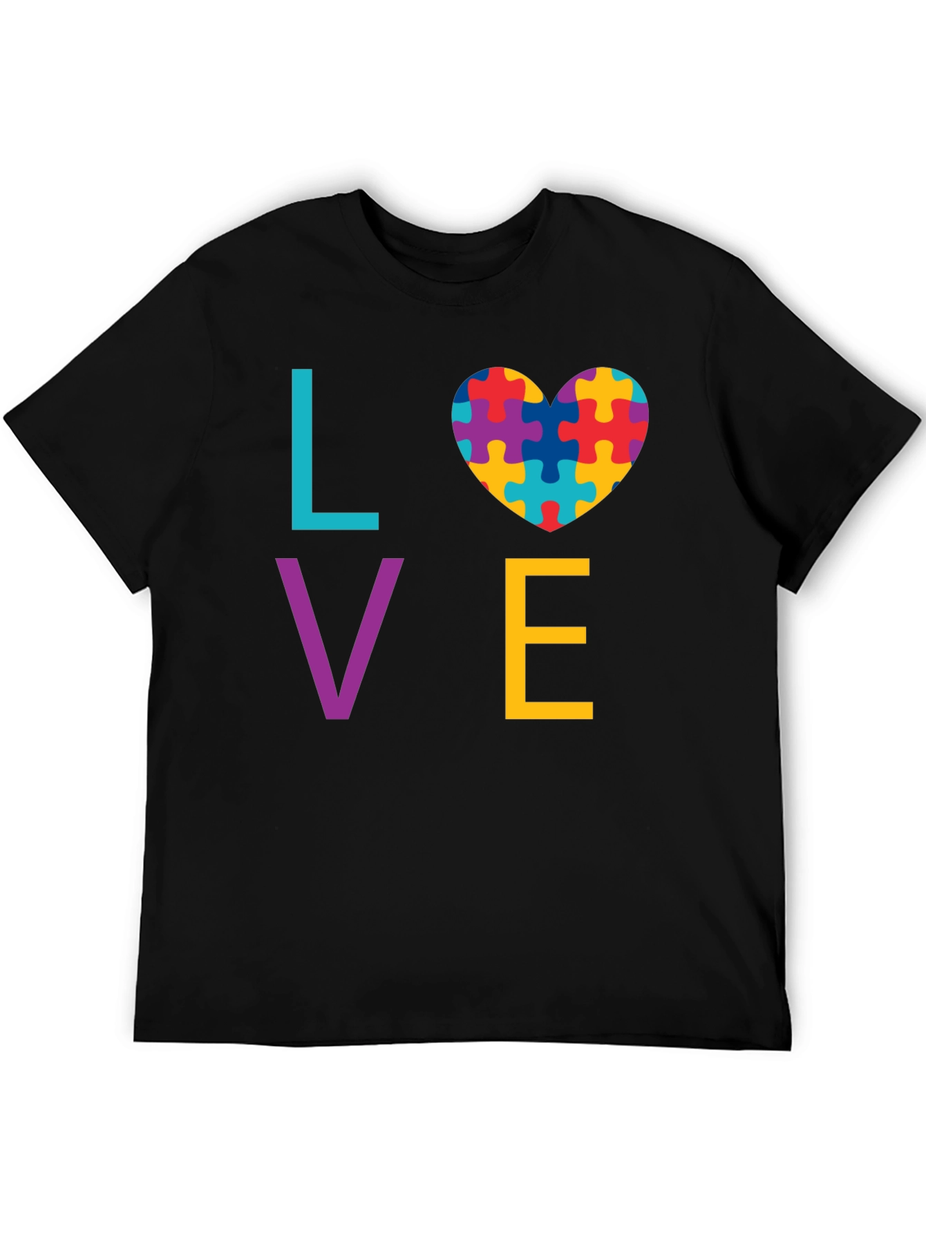 Autism Awareness LOVE T-Shirt - Puzzle Heart Design