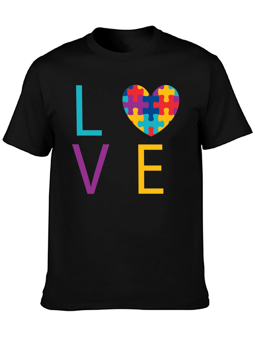 Autism Awareness LOVE T-Shirt - Puzzle Heart Design