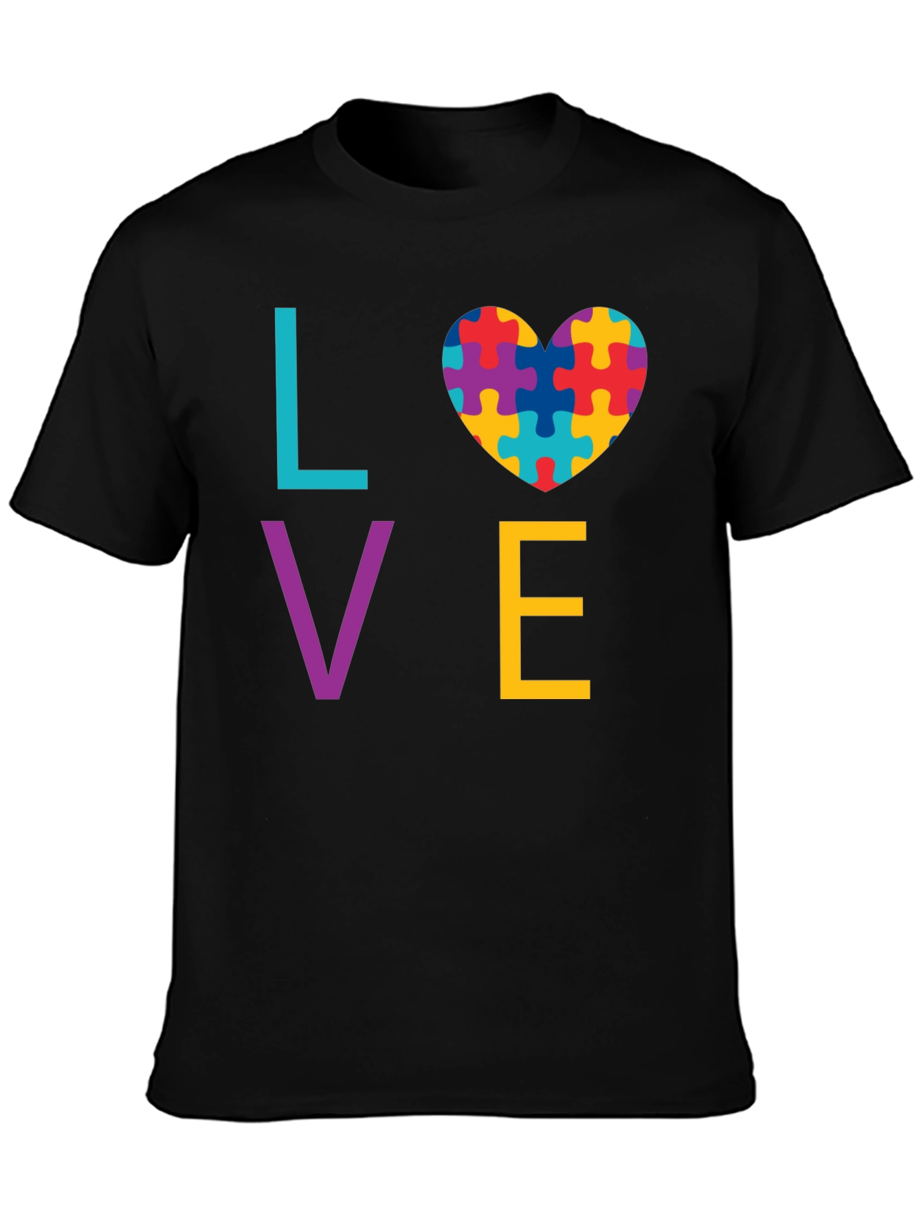 Autism Awareness LOVE T-Shirt - Puzzle Heart Design