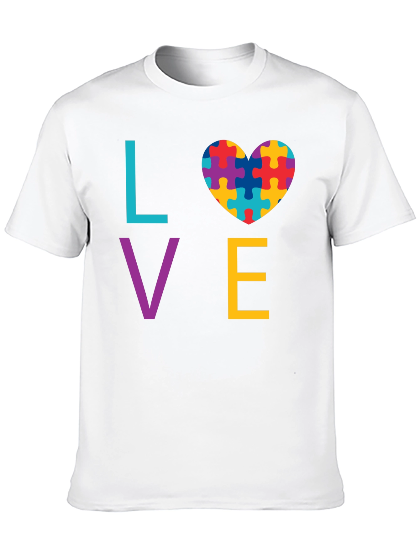 Autism Awareness LOVE T-Shirt - Puzzle Heart Design