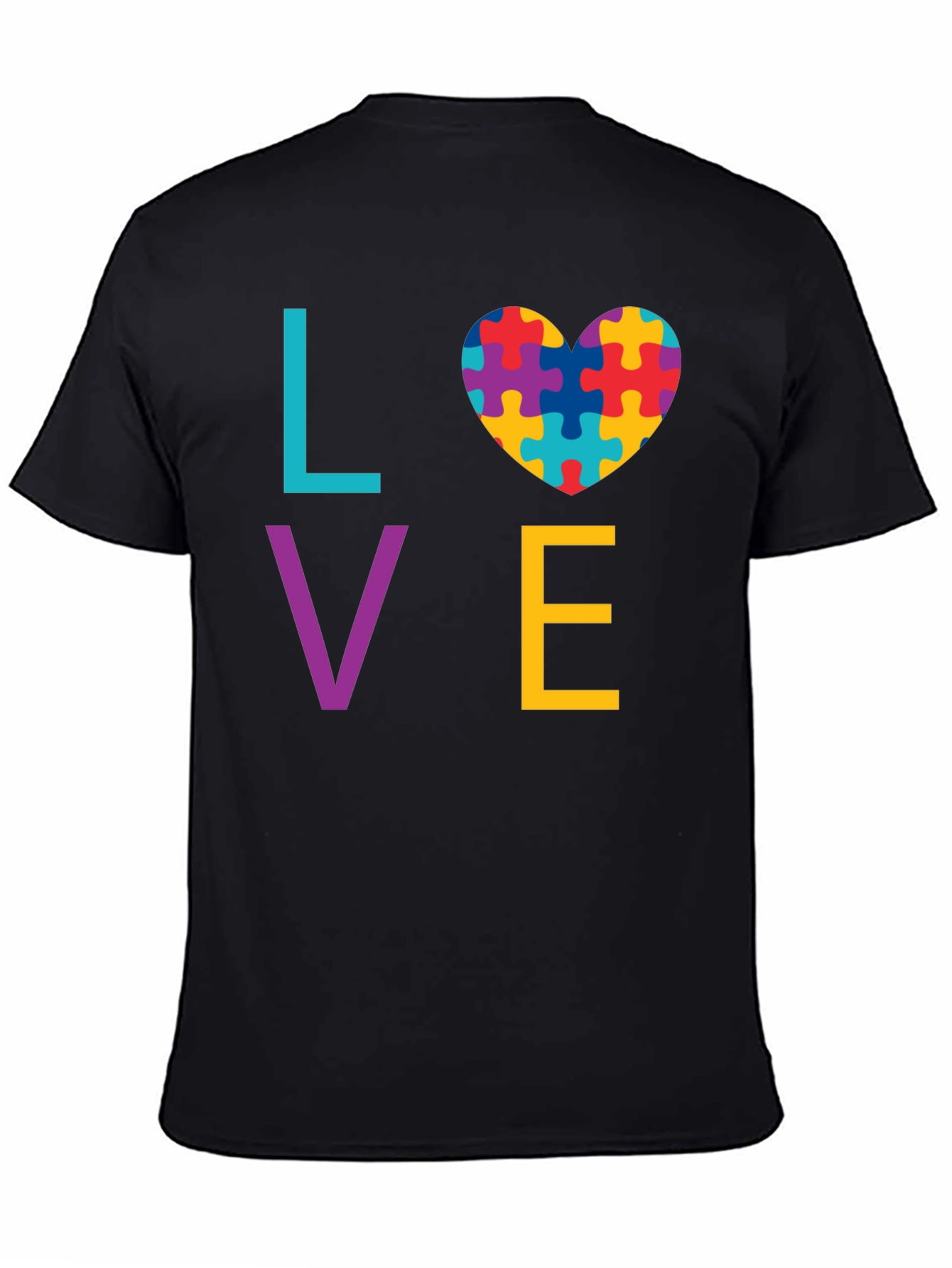 Autism Awareness LOVE T-Shirt - Puzzle Heart Design