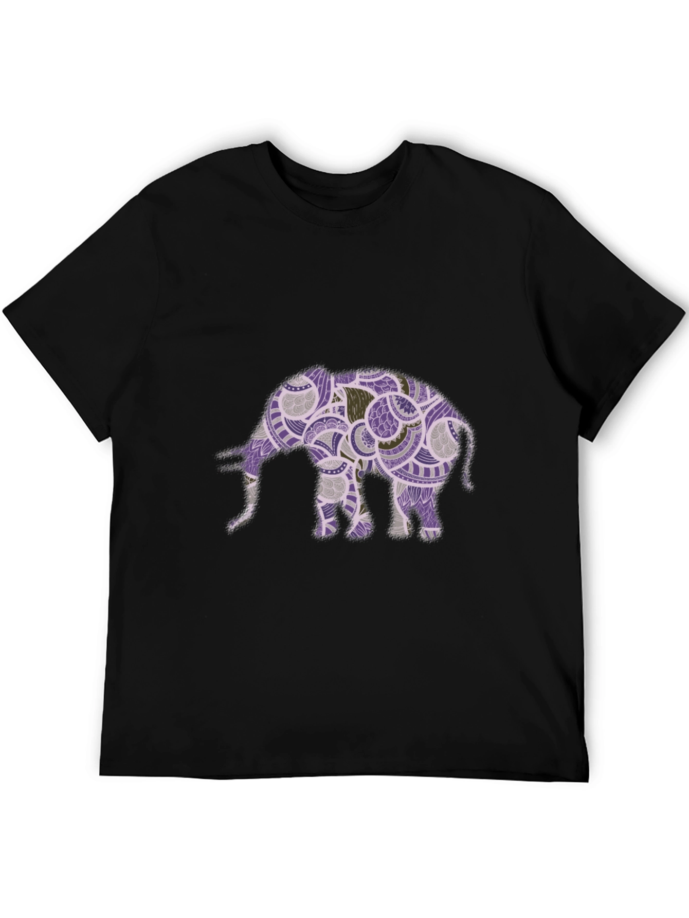 Elephant Graphic Print Black Crew Neck T-Shirt