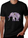 Elephant Graphic Print Black Crew Neck T-Shirt