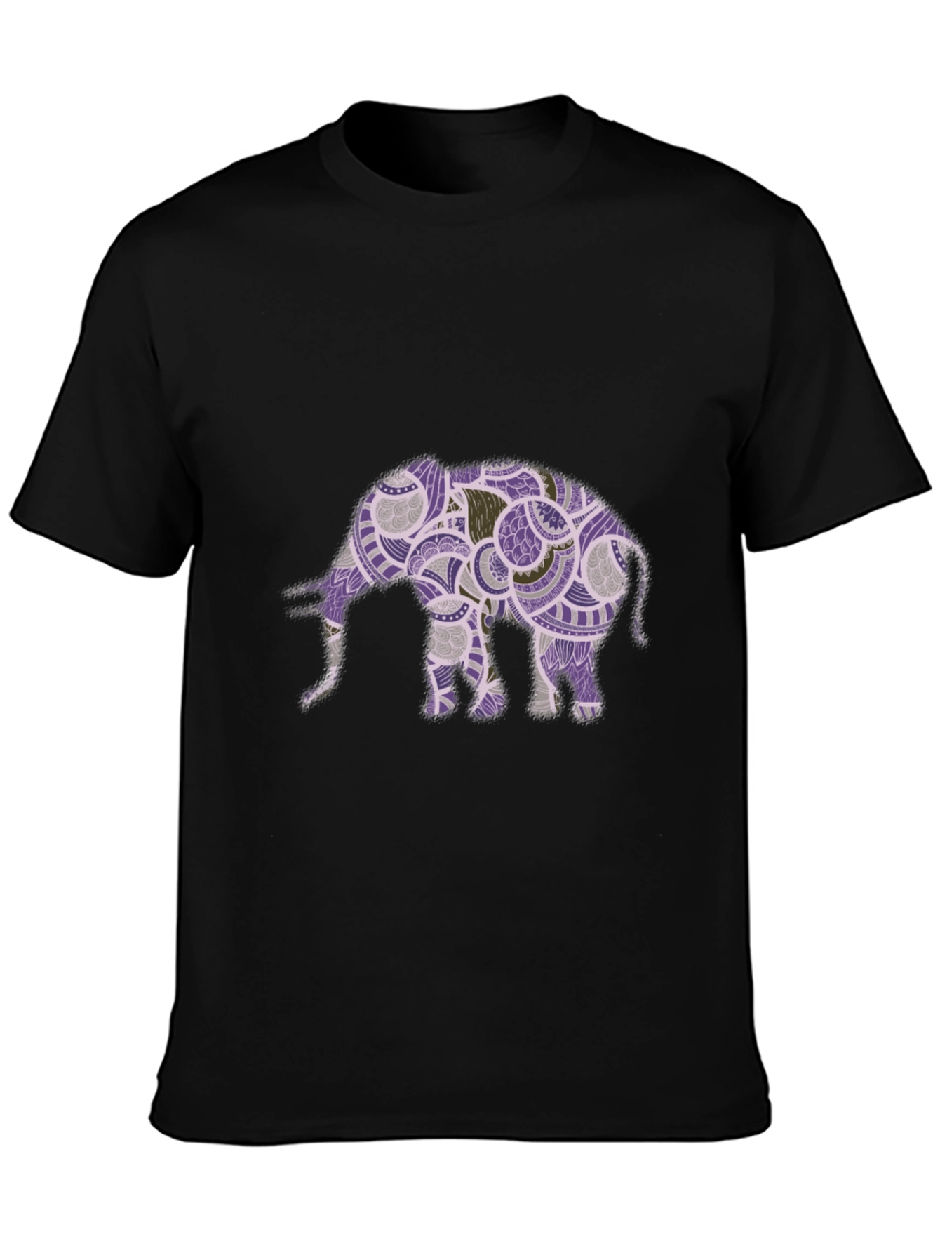 Elephant Graphic Print Black Crew Neck T-Shirt