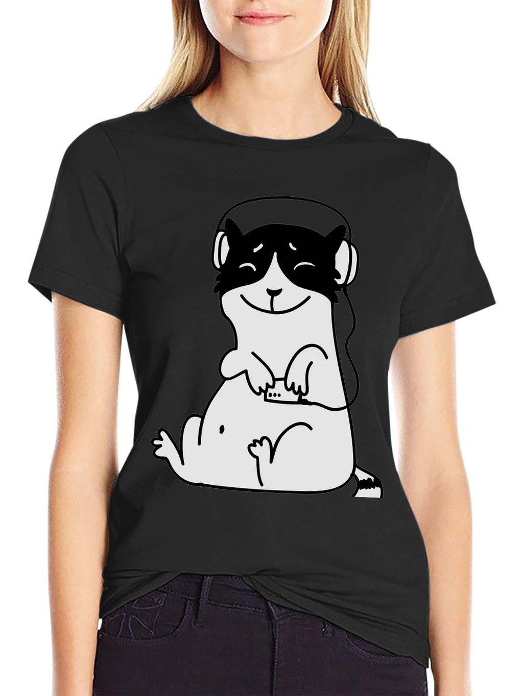 Cool Ferret Graphic Tee - Black Cotton T-Shirt