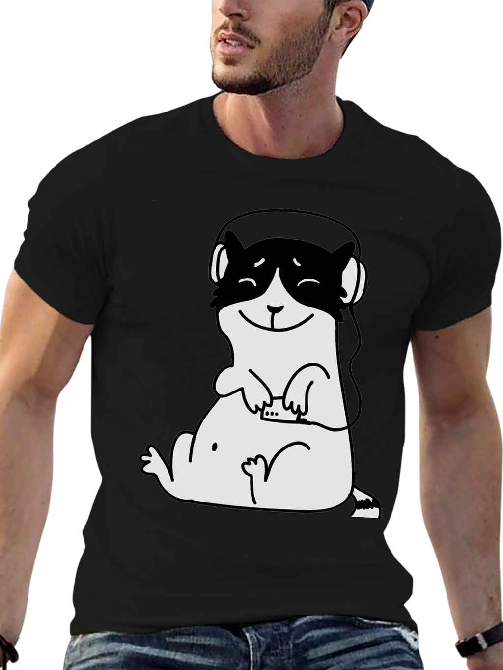 Cool Ferret Graphic Tee - Black Cotton T-Shirt