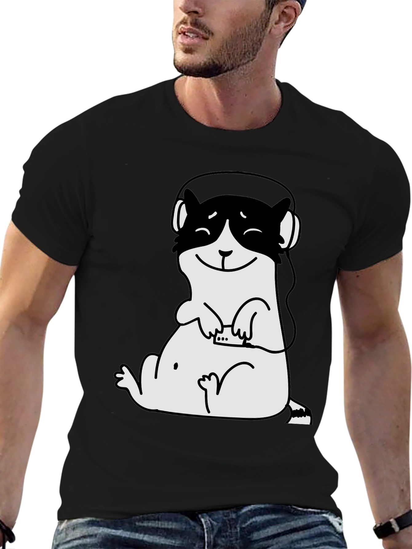 Cool Ferret Graphic Tee - Black Cotton T-Shirt